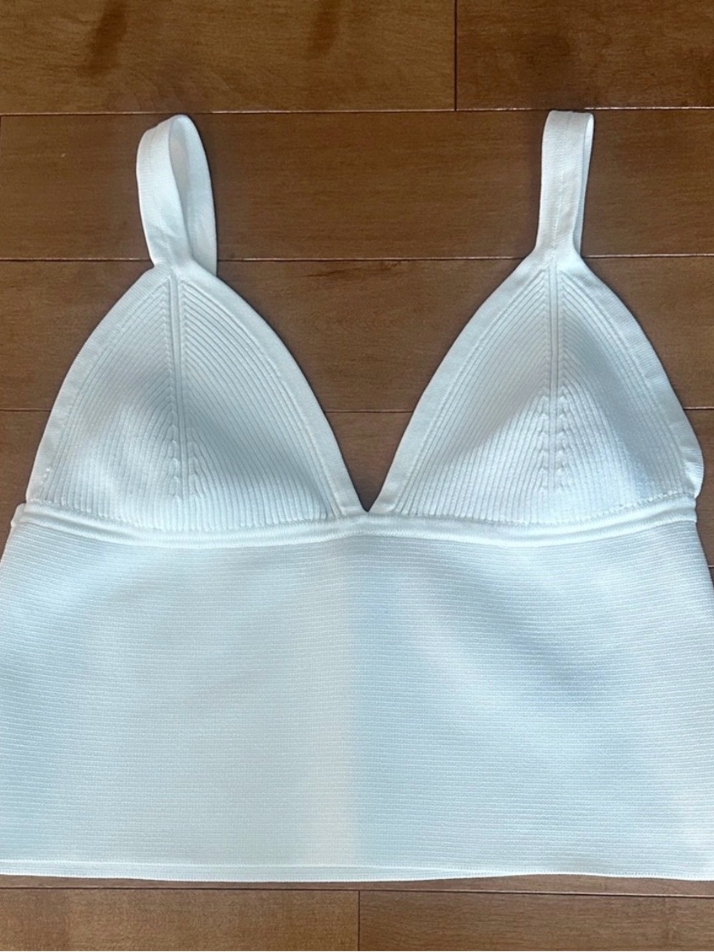 Zara Ribbed Knit Bralette Crop Top Off White Size M